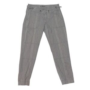 Prana Gray and White Stripe Casual Linen Blend Jogger Pants Outdoor Women's 4
